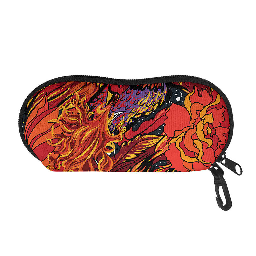 Japanese Phoenix Print Glasses Case