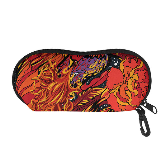 Japanese Phoenix Print Glasses Case