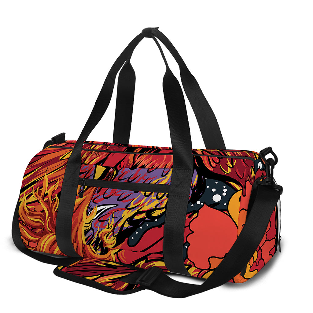 Japanese Phoenix Print Gym Bag