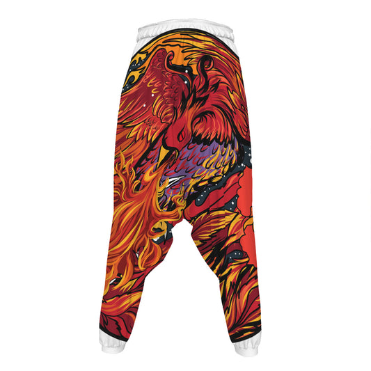Japanese Phoenix Print Hammer Pants