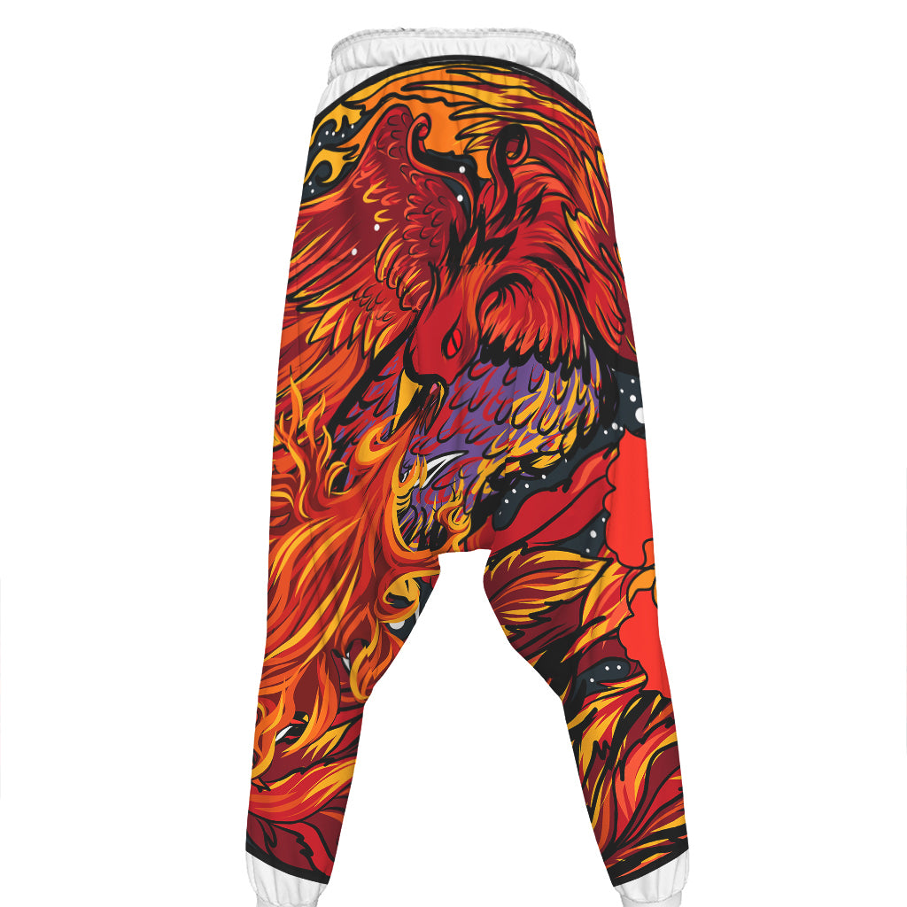 Japanese Phoenix Print Hammer Pants