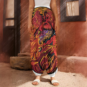 Japanese Phoenix Print Harem Pants