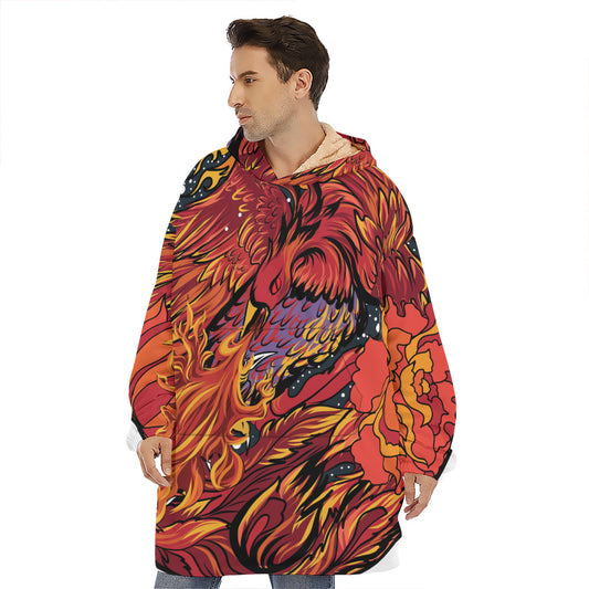 Japanese Phoenix Print Hoodie Blanket