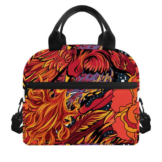 Japanese Phoenix Print Insulated Lunch Bag