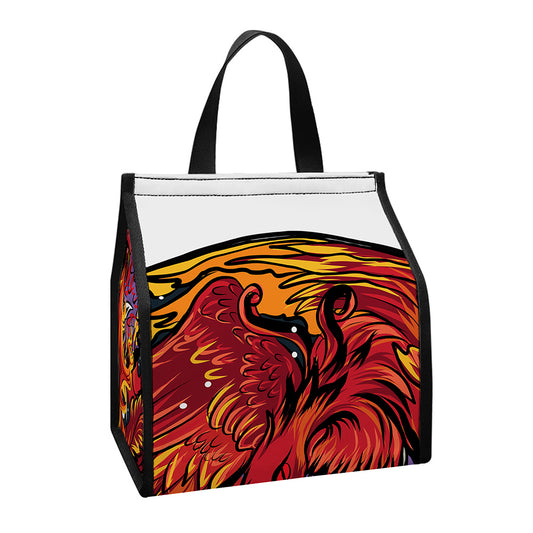 Japanese Phoenix Print Insulated Lunch Tote