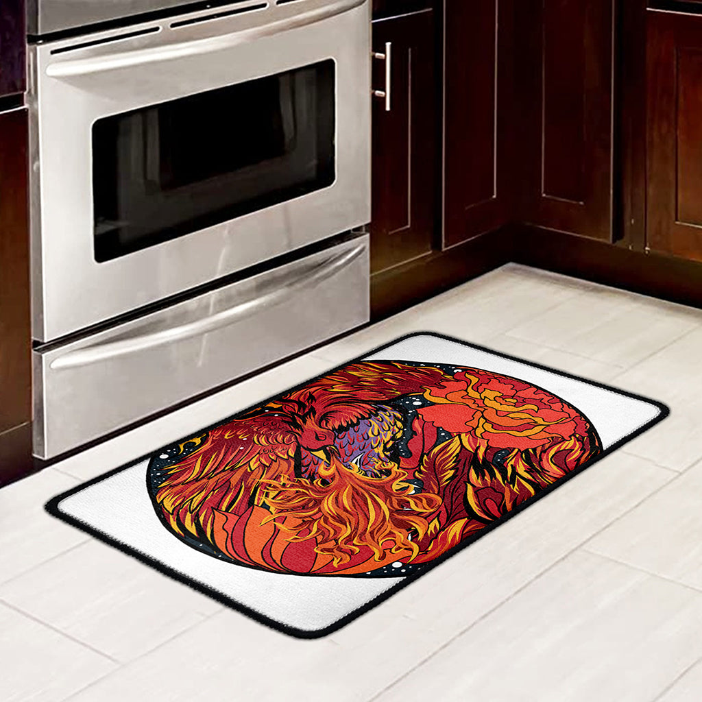 Japanese Phoenix Print Kitchen Mat