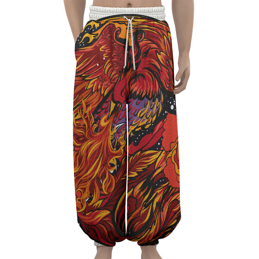 Japanese Phoenix Print Lantern Pants