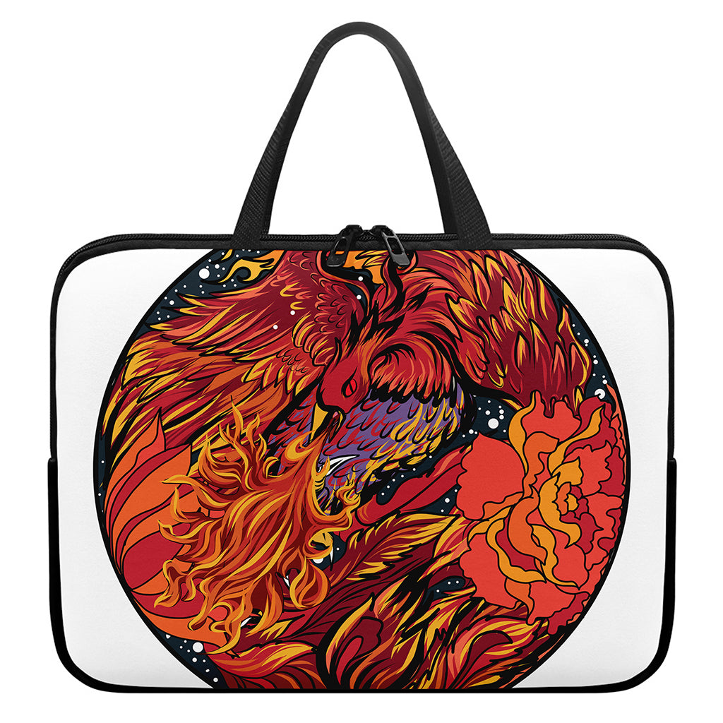 Japanese Phoenix Print Laptop Sleeve With Handle