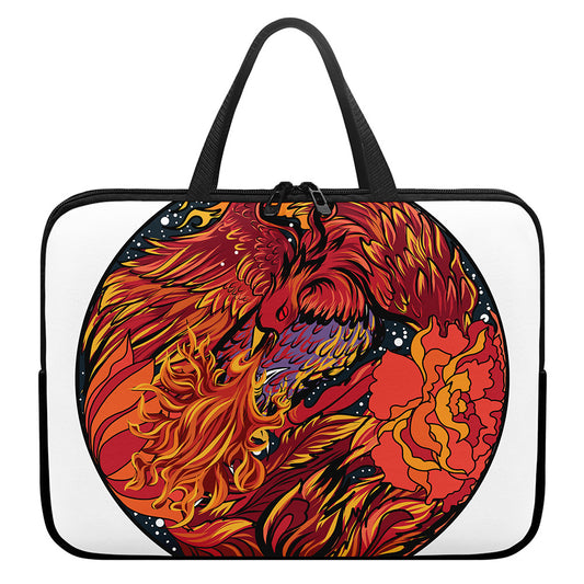 Japanese Phoenix Print Laptop Sleeve With Handle