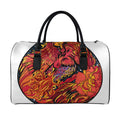 Japanese Phoenix Print Leather Duffel Bag