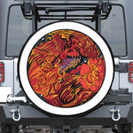 Japanese Phoenix Print Leather Spare Tire Cover