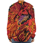 Japanese Phoenix Print Long Sleeve Baseball Jersey