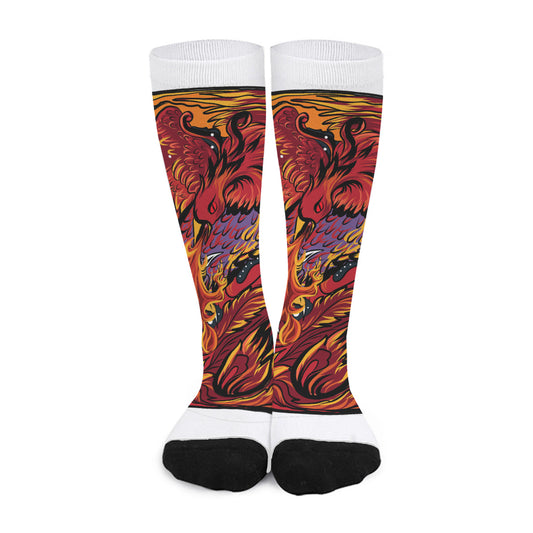 Japanese Phoenix Print Long Socks