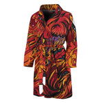 Japanese Phoenix Print Men's Bathrobe