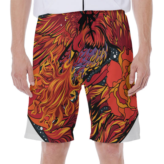Japanese Phoenix Print Men's Beach Shorts
