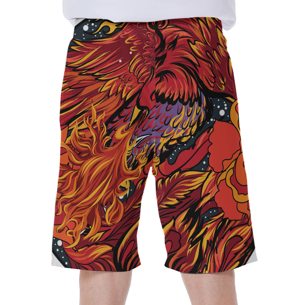 Japanese Phoenix Print Men's Beach Shorts