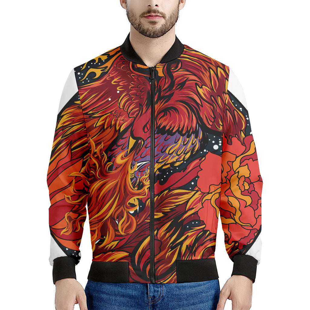 Japanese Phoenix Print Men's Bomber Jacket