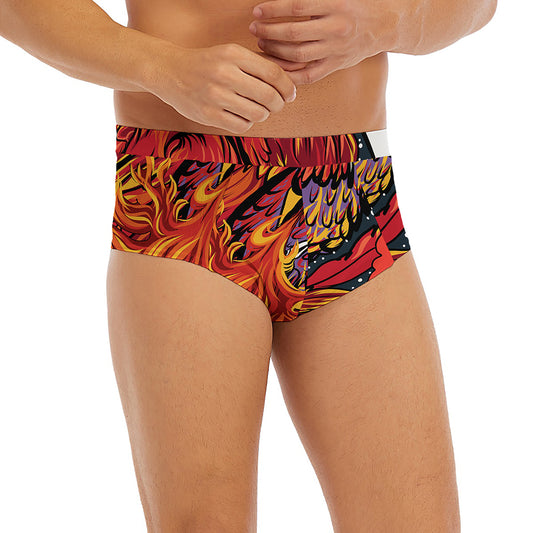 Japanese Phoenix Print Men's Briefs
