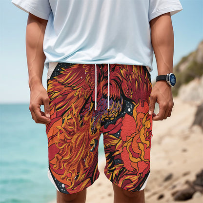 Japanese Phoenix Print Men's Cargo Shorts