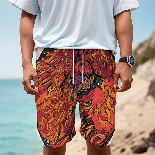 Japanese Phoenix Print Men's Cargo Shorts