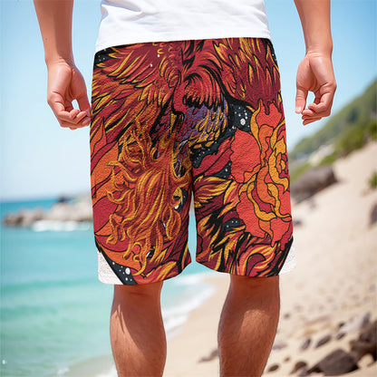 Japanese Phoenix Print Men's Cargo Shorts