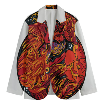 Japanese Phoenix Print Men's Cotton Blazer