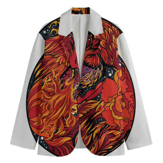 Japanese Phoenix Print Men's Cotton Blazer