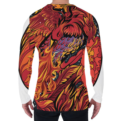 Japanese Phoenix Print Men's Long Sleeve T-Shirt