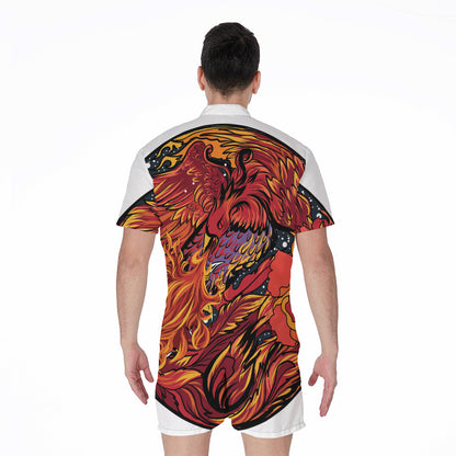 Japanese Phoenix Print Men's Rompers