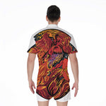 Japanese Phoenix Print Men's Rompers