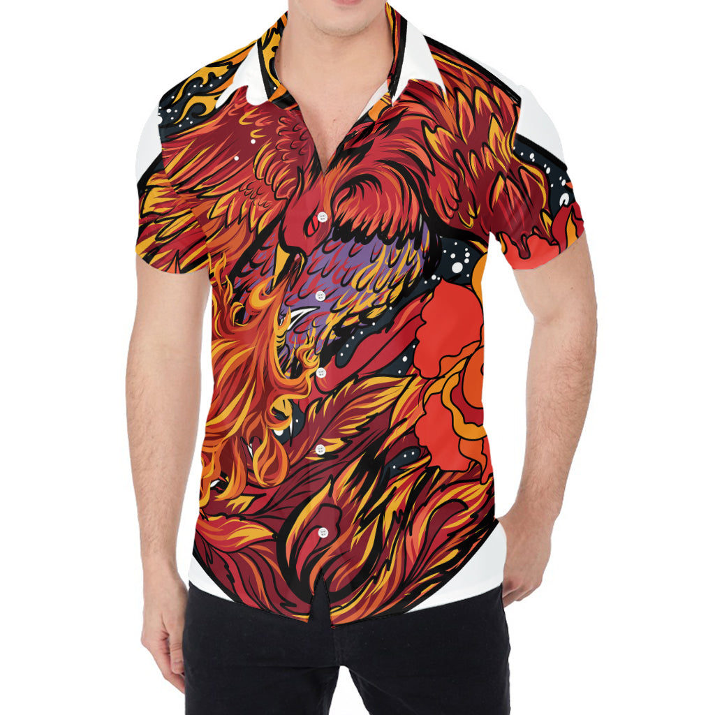 Japanese Phoenix Print Men's Shirt