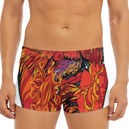 Japanese Phoenix Print Men's Short Boxer Briefs