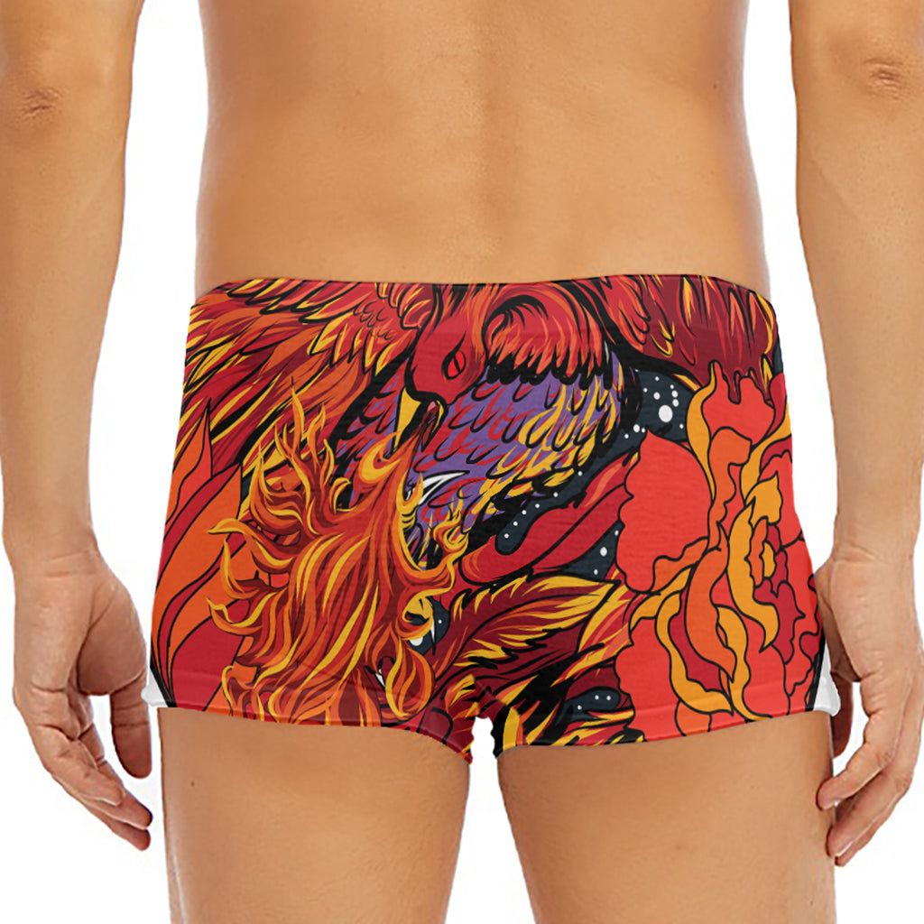 Japanese Phoenix Print Men's Short Boxer Briefs