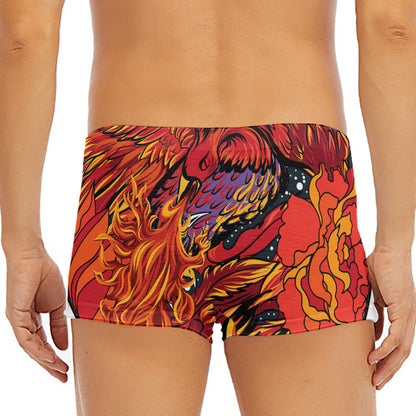 Japanese Phoenix Print Men's Short Boxer Briefs