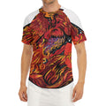 Japanese Phoenix Print Men's Short Sleeve Rash Guard