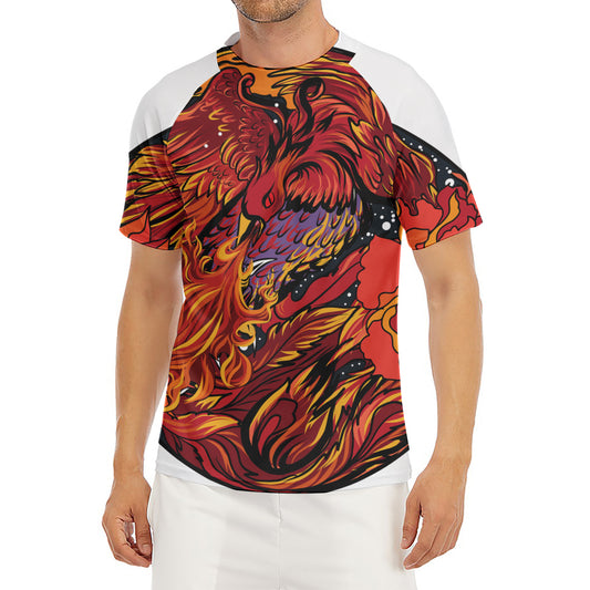 Japanese Phoenix Print Men's Short Sleeve Rash Guard