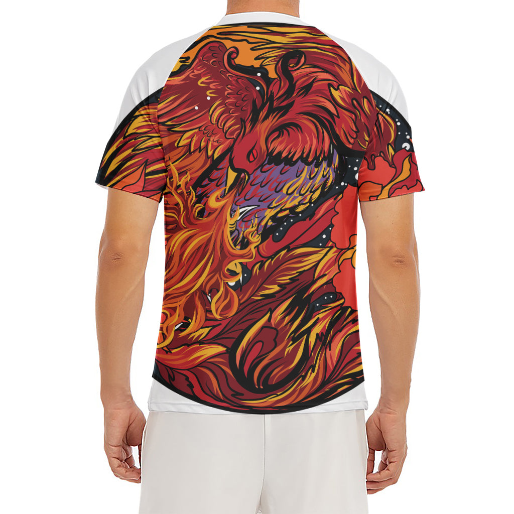 Japanese Phoenix Print Men's Short Sleeve Rash Guard