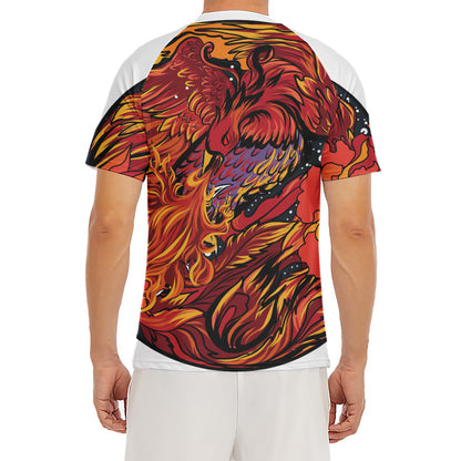 Japanese Phoenix Print Men's Short Sleeve Rash Guard