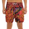 Japanese Phoenix Print Men's Split Running Shorts