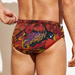 Japanese Phoenix Print Men's Swim Briefs