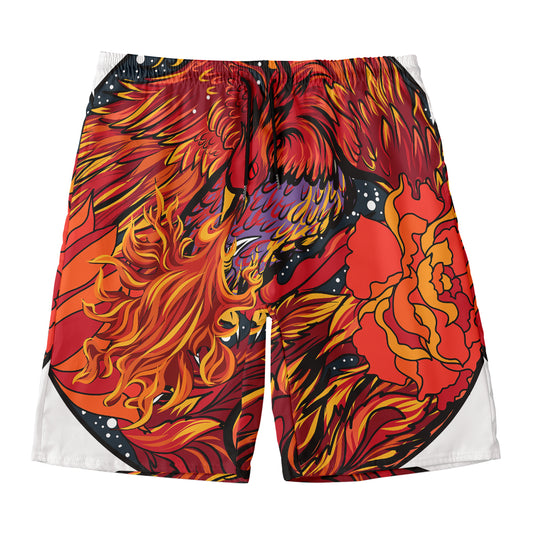 Japanese Phoenix Print Men's Swim Trunks