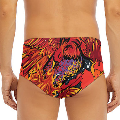 Japanese Phoenix Print Men's Triangle Swim Briefs