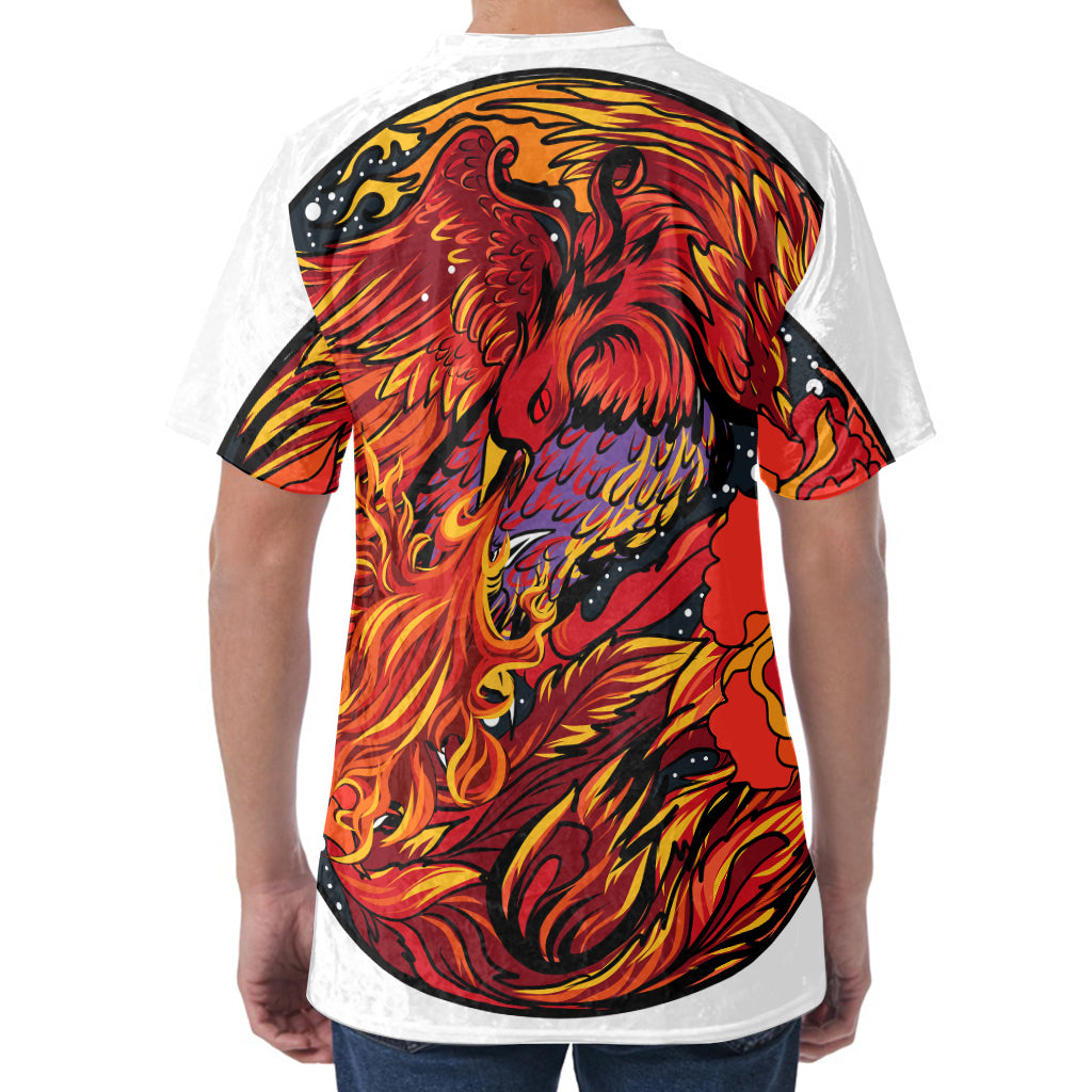 Japanese Phoenix Print Men's Velvet T-Shirt