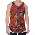 Japanese Phoenix Print Men's Velvet Tank Top