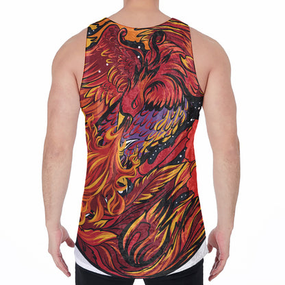 Japanese Phoenix Print Men's Velvet Tank Top