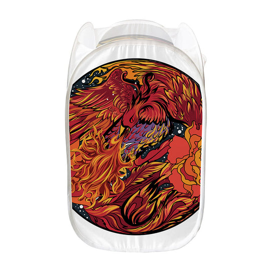 Japanese Phoenix Print Mesh Laundry Hamper