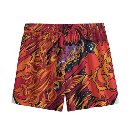 Japanese Phoenix Print Mesh Shorts