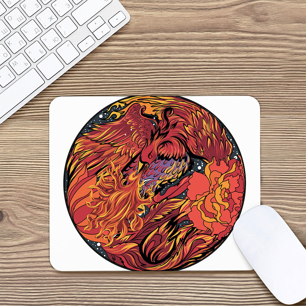 Japanese Phoenix Print Mouse Pad