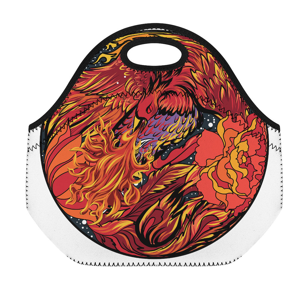 Japanese Phoenix Print Neoprene Lunch Bag
