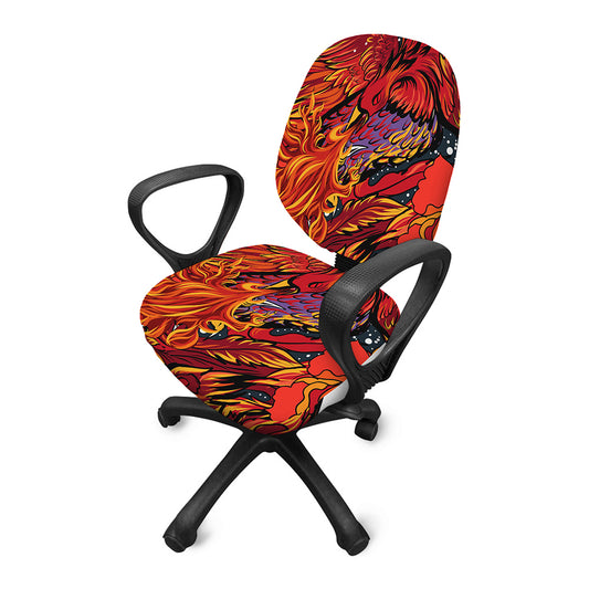 Japanese Phoenix Print Office Chair Cover